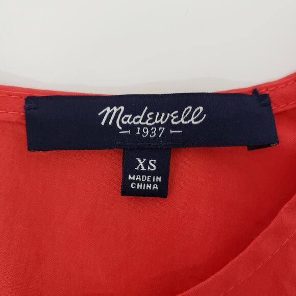 MADEWELL Starstitch Eyelet Anglaise Top Size XS Poppy Red Short Sleeves - Picture 10 of 13